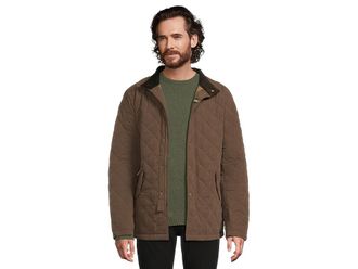 Barbour Shoveler Quilted Jacket Mens Jacket Dark Olive : MD, Leather/Polyester