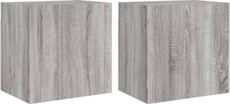 vidaXL Vidaxl - Muebles de tv de pared 2 uds madera gris Sonoma 40,5x30x40 cm