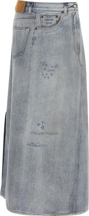 Maison Margiela Blue Cotton Mini Womens Skirt