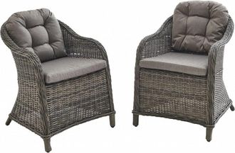 Sweeek Lote de 2 butacas en resina redondeada, cojines beiges