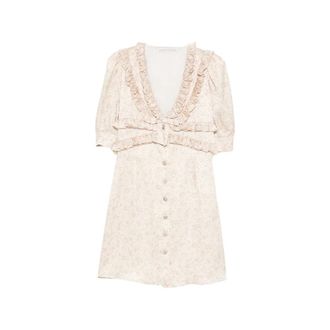 Alessandra Rich Short Dresses, female, Beige, Size: 2XS Jacquard Mini Dress