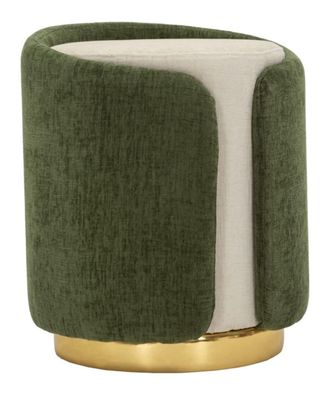 Mauro Ferretti Puf estilo glamuroso bicolor con base dorada, &oslash; 40x50 cm
