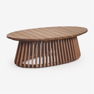 Sklum Mesa De Centro Para Jard&iacute;n Ovalada 120x65 Cm En Madera De Acacia Mura Sklum