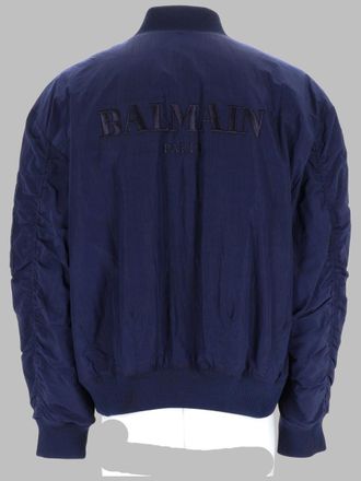 Balmain Logo-Embroidered Recycled Polyamide Bomber Jacket - Blue