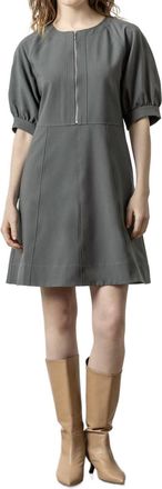 Lilla P Zip Front Flared Dress In Slate