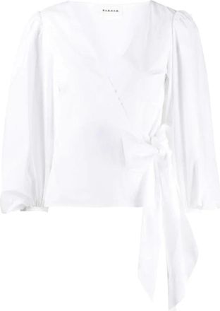 P.A.R.O.S.H. V-nesk Blouse - Dames - Blouses - Wit - S - Katoen - Overhemden