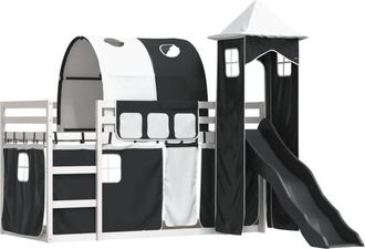vidaXL Vidaxl - Bunk Bed without Mattress with Slide White and Black 90x200 cm