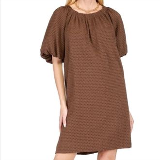 Jade Yoga Gather Neck Tie Back Dress In Brown