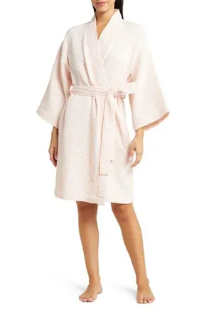 Nordstrom Womens Everyday Waffle Robe in Pink Seashell Space Dye at Nordstrom, Size Small