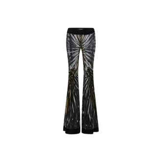 Roberto Cavalli Wide Trousers, female, Multicolor, Size: M Ray Of Gold Print Flared Trousers