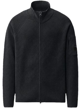 C.P. Company Waffle Knit Cotton Zip Lens Cardigan