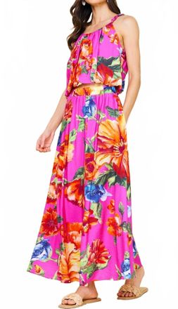 Skies Are Blue Clothing Floral Maxi Skirt In Pink Multi