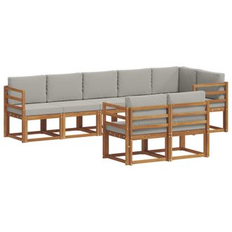 vidaXL Conjunto De Sof&aacute;s De Exterior 8 Pcs Gris Natural Y Claro Vidaxl