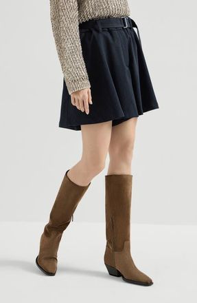 Brunello Cucinelli Cr&ecirc;pe chevron skirt-pants in Navy Blue at Nordstrom, Size 40 It