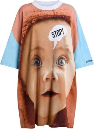 Moschino Heavy Cotton Printed Dress - Dames - Korte kleedjes - Veelkleurig - S - Katoen - Kleedjes