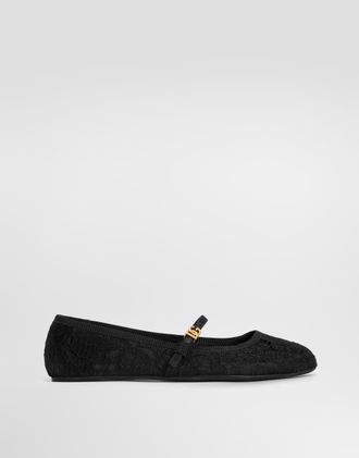 Dolce & Gabbana Lace Ballet Flats - Woman Flat Shoes Black 36.5
