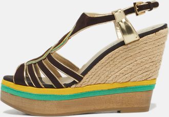 Loriblu Multicolor Leather And Suede Wedge Sandals