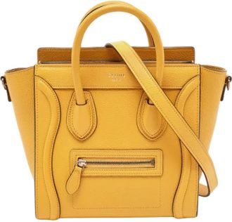 Celine Pre-owned Leather celine-bags - Dames - Vintage Shopper - Geel - ONE Size - Tweed - Vintage