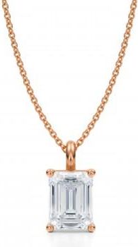 Allurez Emerald Lab Diamond 4-Prong Necklace 14K Rose Gold (2.00ct)