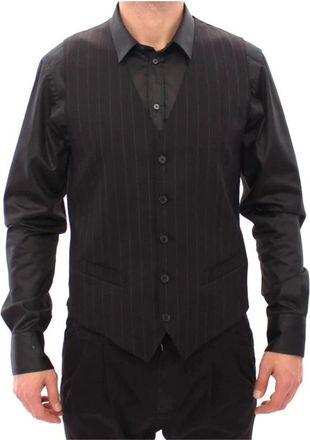 Dolce & Gabbana Pinstripe Wool Vest - Heren - Gillet - Zwart - M - Wol - Kostuums
