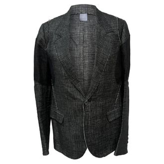 Lanvin Lanvin single-breasted blazer met geweven accenten in zwart linnen