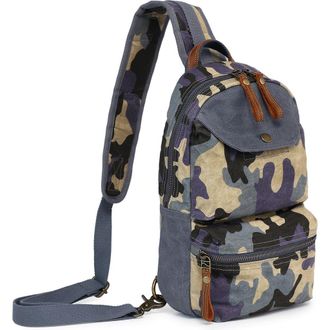 TSD Brand Mountain Leaf Rugged Trail Ready Sling Bag in Navy Camo at Nordstrom