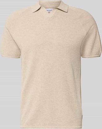 Jack & Jones Jack & Jones Regular Fit Poloshirt mit Strukturmuster Modell HILL in Beige, Gr&ouml;&szlig;e XXL
