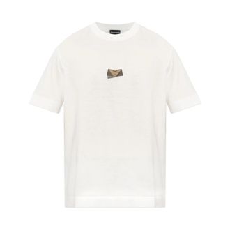 Emporio Armani T-shirt met ronde hals - Heren - T-shirts - Wit - 2XL - Tops