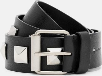AllSaints Cow Leather/Polyurethane Joan Leather Studded Belt, Size: XS