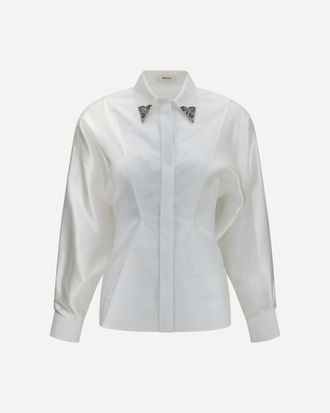 Versace Camicia in popeline di cotone con ricamo Woman 42