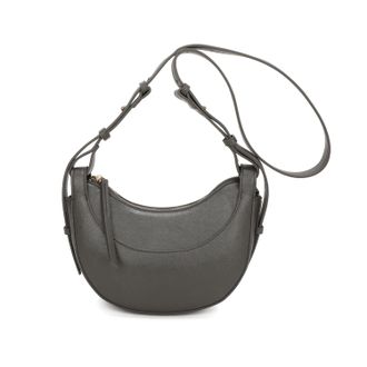 Generic Womens Brown Crescent Shoulder Bag, Saddle Style Handbag with Adjustable Strap, Small Hobo Purse for Everyday & Casual Use (Dark Gray)