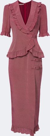 Alessandra Rich Ruffled polka-dot silk midi dress