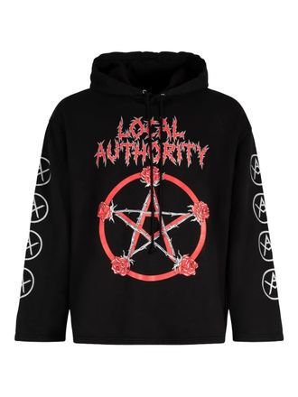 Local Authority graphic-print cotton hoodie - Black