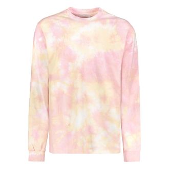 John Elliott + Co Long Sleeve Tops, male, Pink, Size: XL Ribbed edges tie dye cotton t-shirt