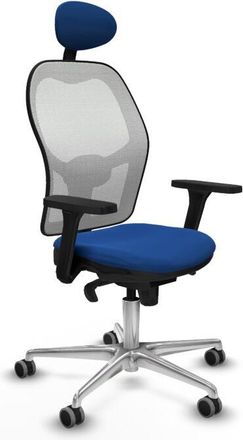 Piqueras y Crespo Piqueras Y Crespo - Jorquera Sincro Malla Blanca Similpiel Azul Brazos 3d Base Aluminio Cabecero Fijo Ruedas 65mm Engomada