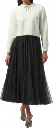 Joseph Ribkoff Glittered Tulle Flared Skirt In Black