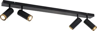 QAZQA Qazqa Moderno Foco De Techo Moderno Negro Con Bronce 4 Luces Orientables - Renna Acero Alargada Adecuado Para Led Max. 4 X 35 Watt