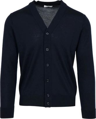 Paolo Pecora Cardigan - Heren - Vesten - Blauw - 2XL - Wol - Truien & Vesten