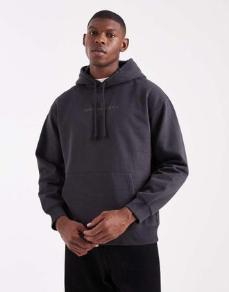 Levi's Felpa vestibilit&agrave; comoda color antracite con cappuccio e logo con due cavalli-Grigio