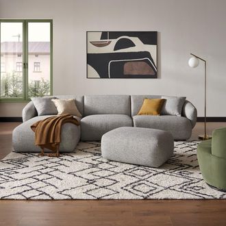 Castlery Gray Performance Fabric Left Chaise Sectional Sofa with Ottoman | Auburn by Castlery, Grey, Modular Lounge Experience