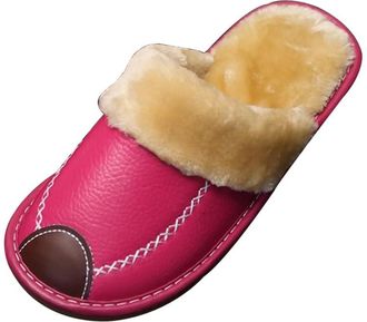 Generic Warm Plush Womens Slippers, Thick-Soled and Comfortable Womens Shoes,Fuchsia,5.5 UK