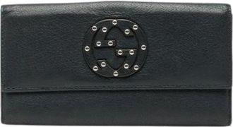 Gucci Pre-owned Wallets, female, Blue, Size: ONE SIZE Pre-owned Interlocking G Leather Long Wallet