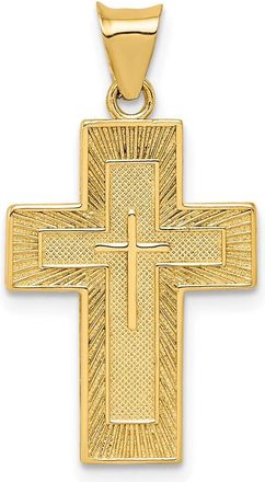 Diamond2Deal 14k Yellow Gold Textured Reversible Lords Prayer in Spanish Cross Pendant