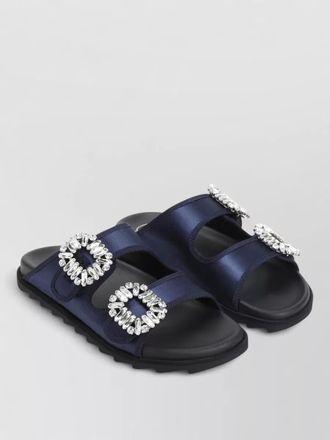 Roger Vivier satin crystal-embellished mules