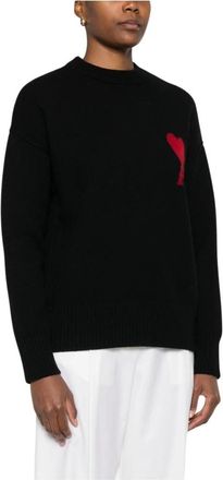 Ami De Coeur Crewneck Sweater - Dames - Ronde hals truien - Zwart - M - Wol - Truien & Vesten