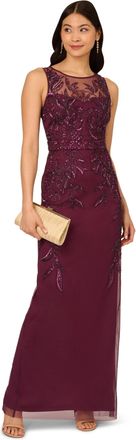 Adrianna Papell Beaded Column Gown