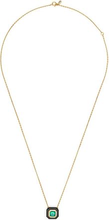 Sauer 18kt yellow gold Frame multi-stone necklace - women - Emerald/Onyx/Diamond/18kt Yellow Gold - One Size
