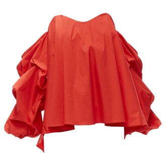 Caroline Constas puff sleeves sweetheart corset top