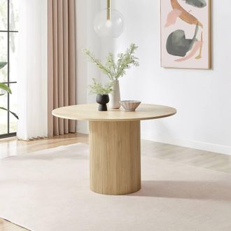 Furniturebox Penrose 120cm Round Wooden Pedestal Dining Table in Light Oak