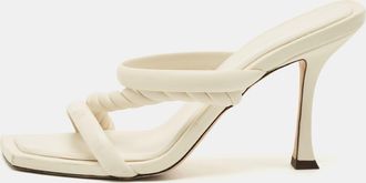 Jimmy Choo London Cream Leather Diosa Slide Sandals